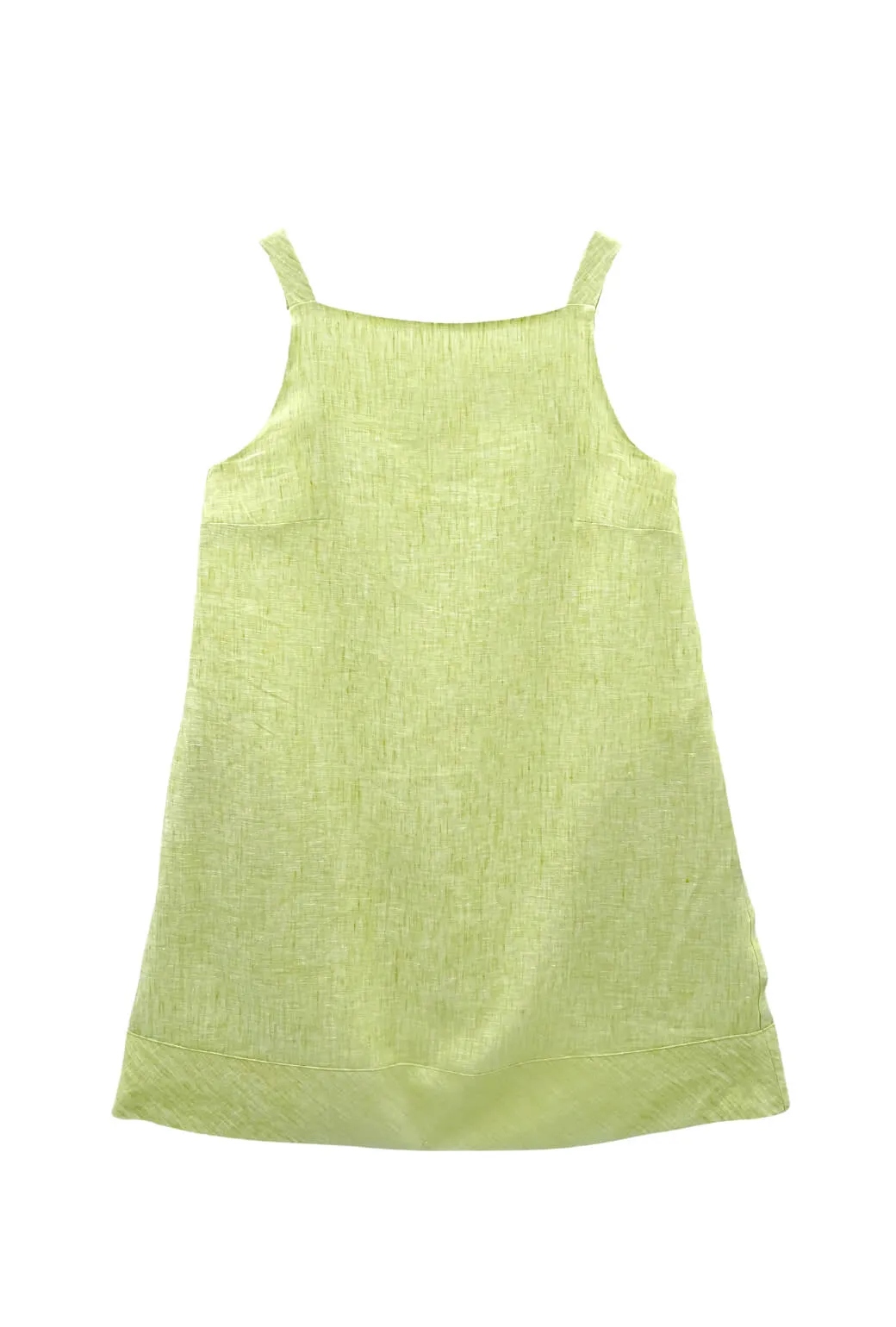 flowy style Bright Accent Buru x Megan Stokes The Megan MINI Dress - Green Apple Linen