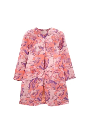 hypoallergenic material Buru x Old Soul Etiquette Walking Coat - Lilac Abstract Flamestitch