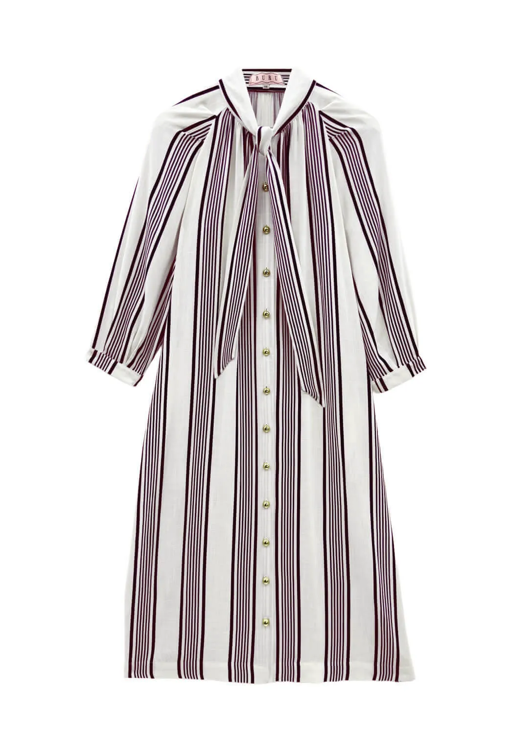Buru x Val Bow Housecoat - Black & White Stripe Relax Appeal Soft Texture