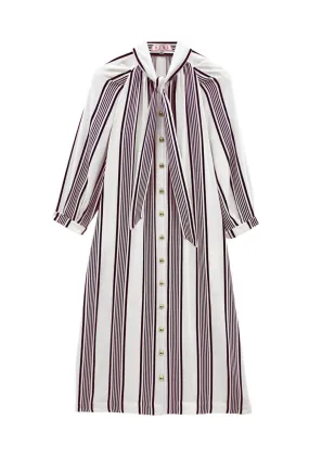 Buru x Val Bow Housecoat - Black & White Stripe Fashionable And Functional Work Flex