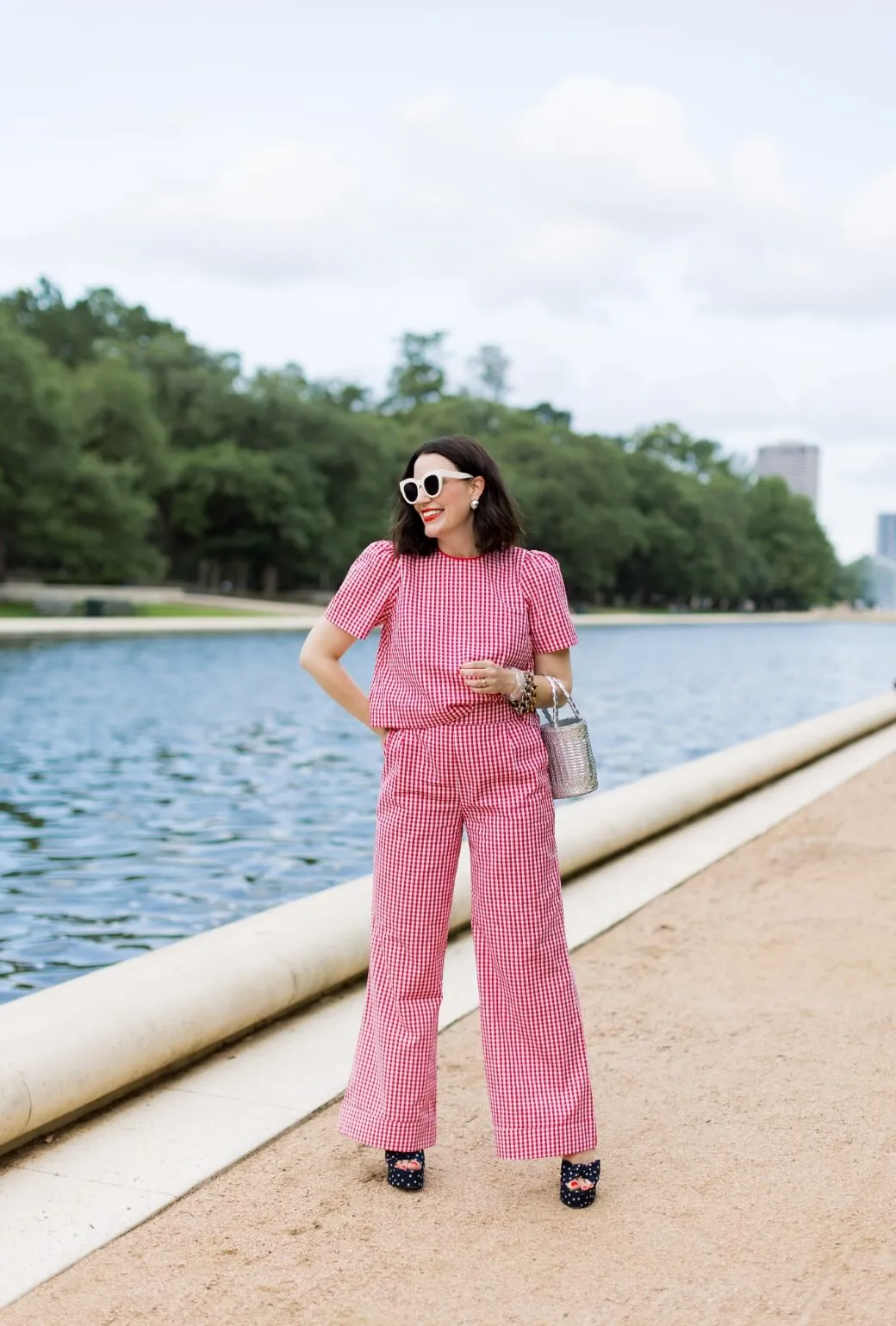 Buru x Val Hepburn High Rise Trousers - Red Gingham Sporty Chic No Sagging