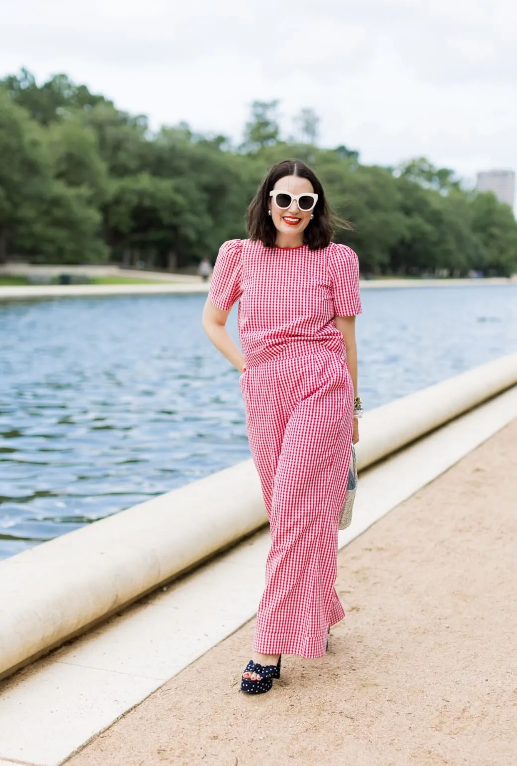 Buru x Val Hepburn High Rise Trousers - Red Gingham Quick Comfort Design