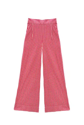Buru x Val Hepburn High Rise Trousers - Red Gingham windproof