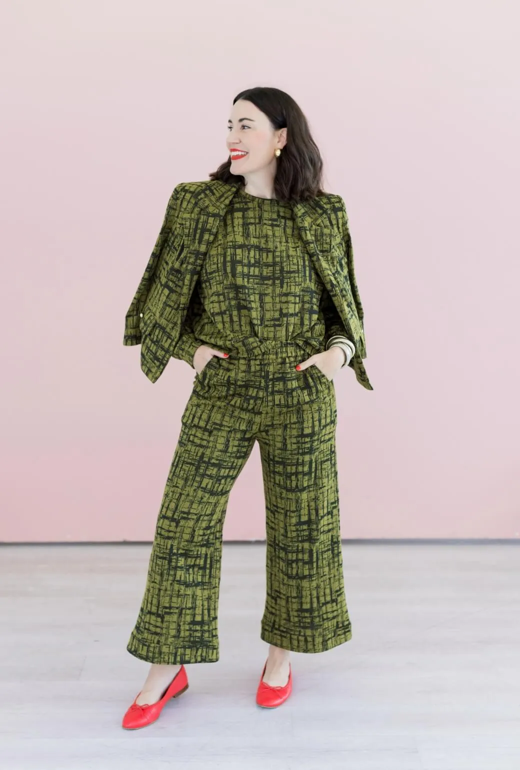 BURU x Val Knit Blazer - Chartreuse & Black Abstract Knit Stretch Comfort
