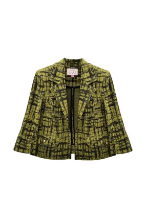 BURU x Val Knit Blazer - Chartreuse & Black Abstract Knit High Visibility Trims Clean Lines