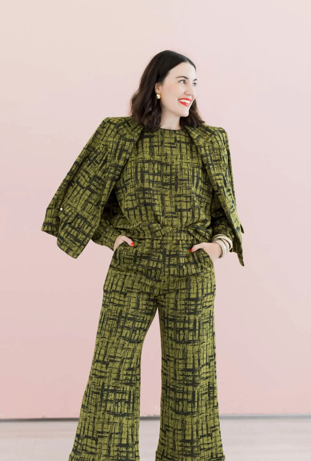 Magnetic Closure Options Compression Fit Technology BURU x Val Knit Blazer - Chartreuse & Black Abstract Knit