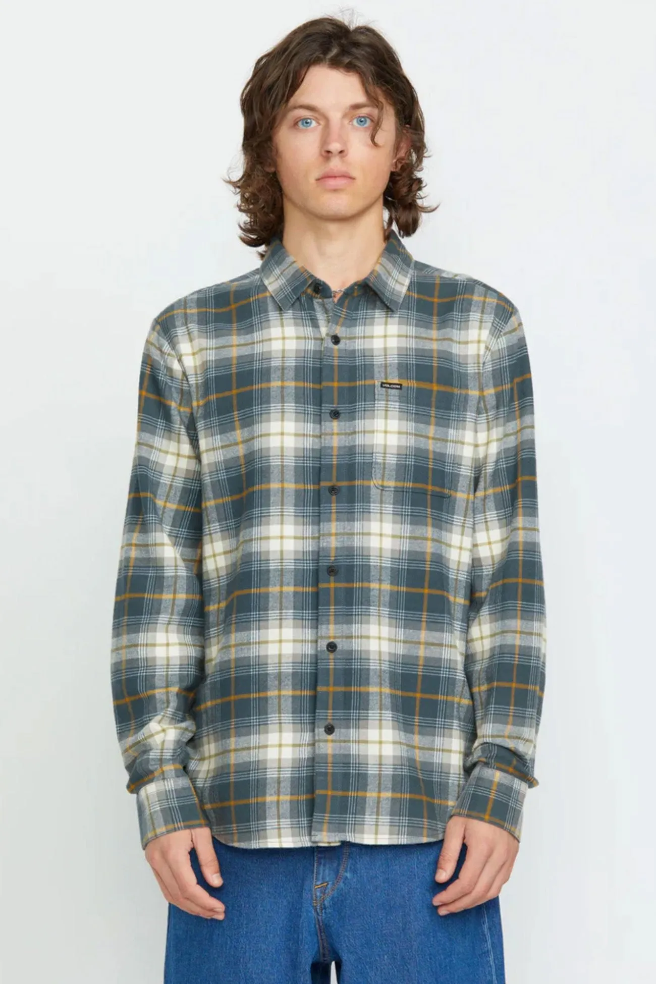 TaglessCollars HighDensity Weave Caden Plaid Long Sleeve Shirt Dark Slate