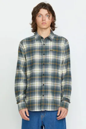Silicone Print Detail Caden Plaid Long Sleeve Shirt Dark Slate