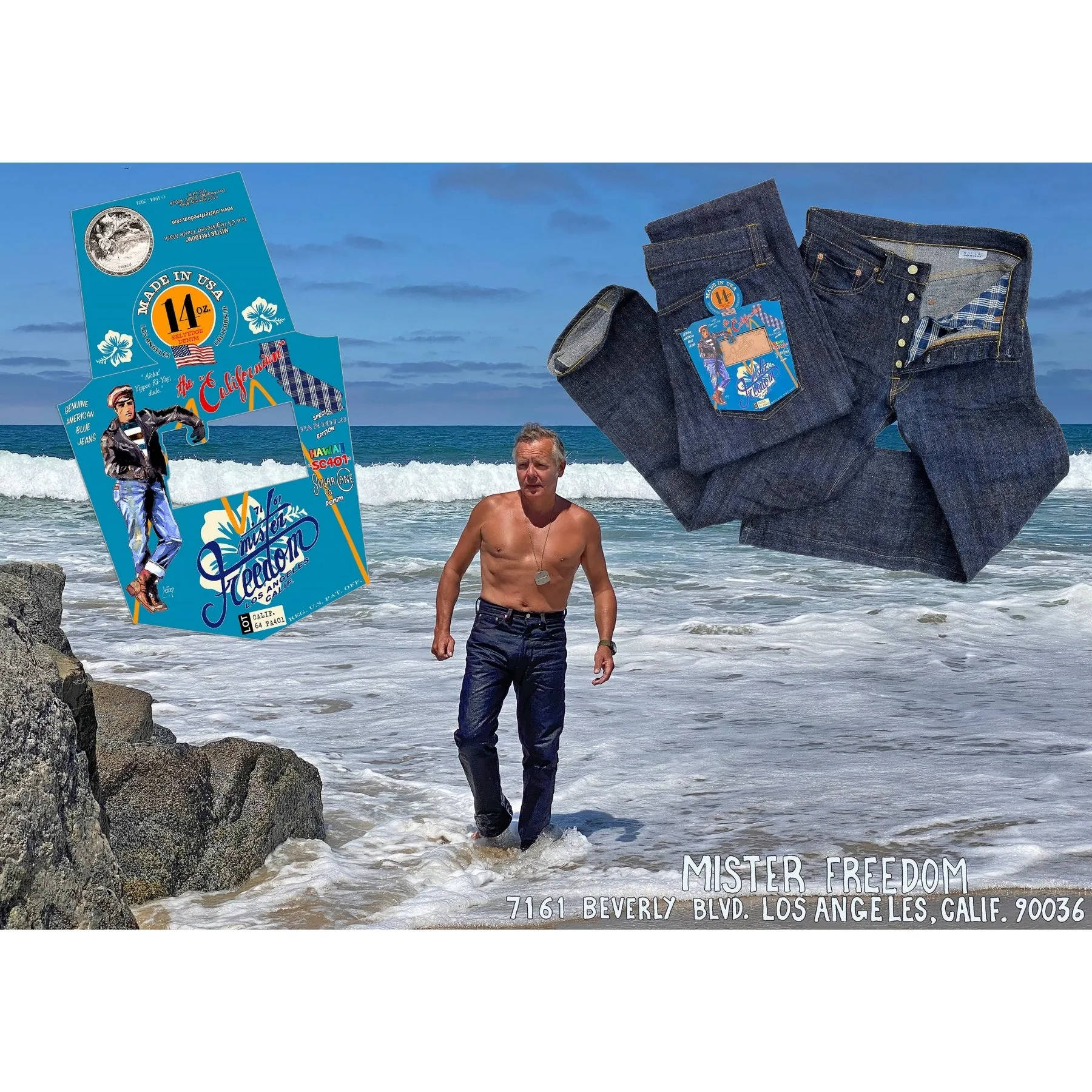 Flexible Fit Plaid detail Californian Lot.64 "Paniolo" - Hawaii Denim (Straight Leg)