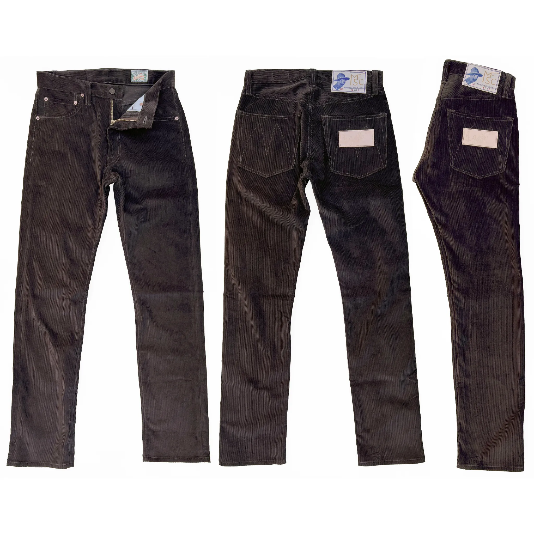 Californian Lot674 - Brown Corduroy (Slim Leg) Cropped hem Non Irritating