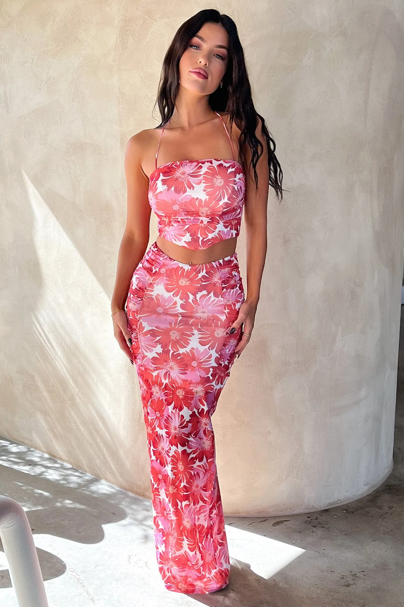 Zari Skirt - Red Floral Vibe Ready