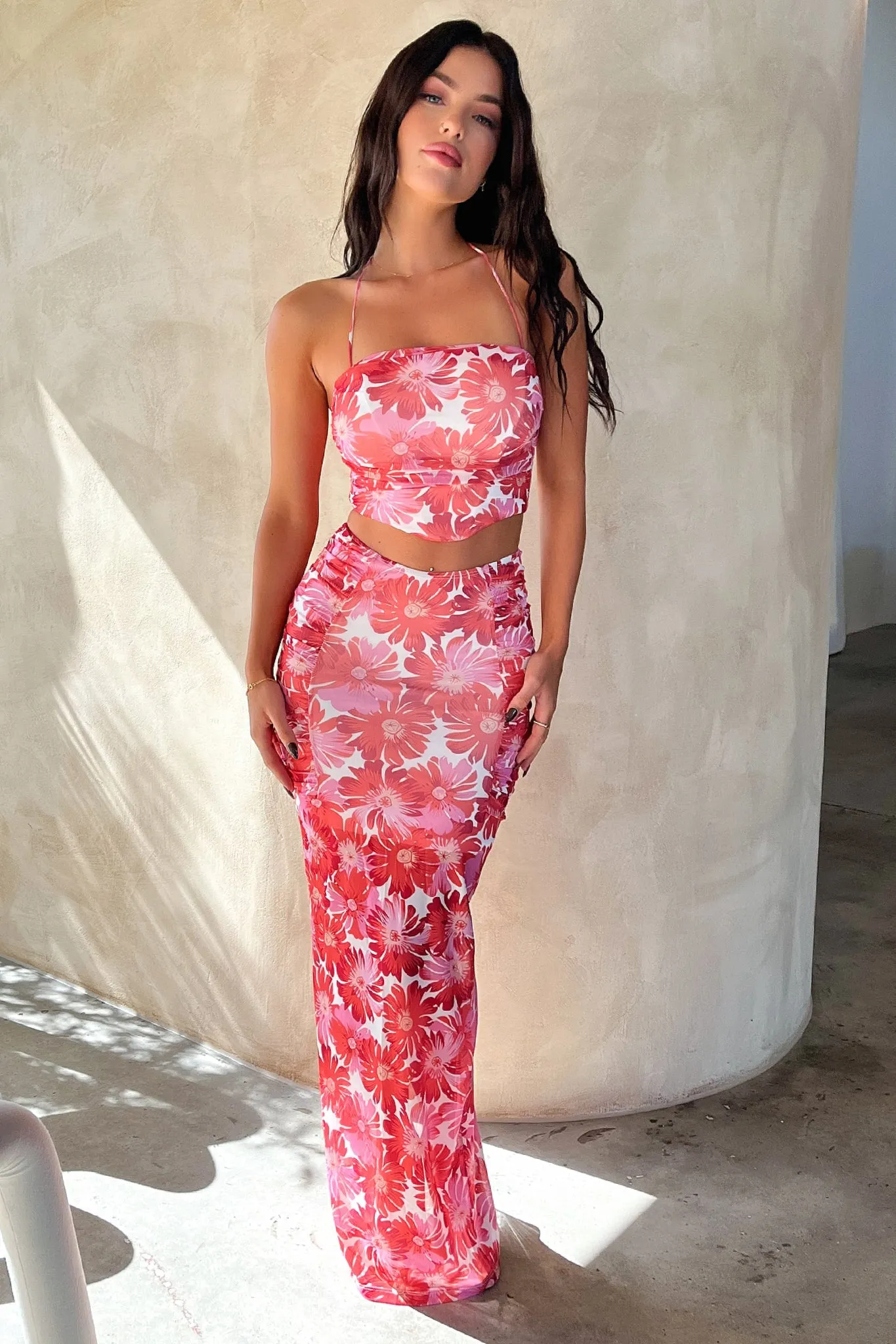 Travel Ease Timeless Wear Zari Skirt - Red Floral