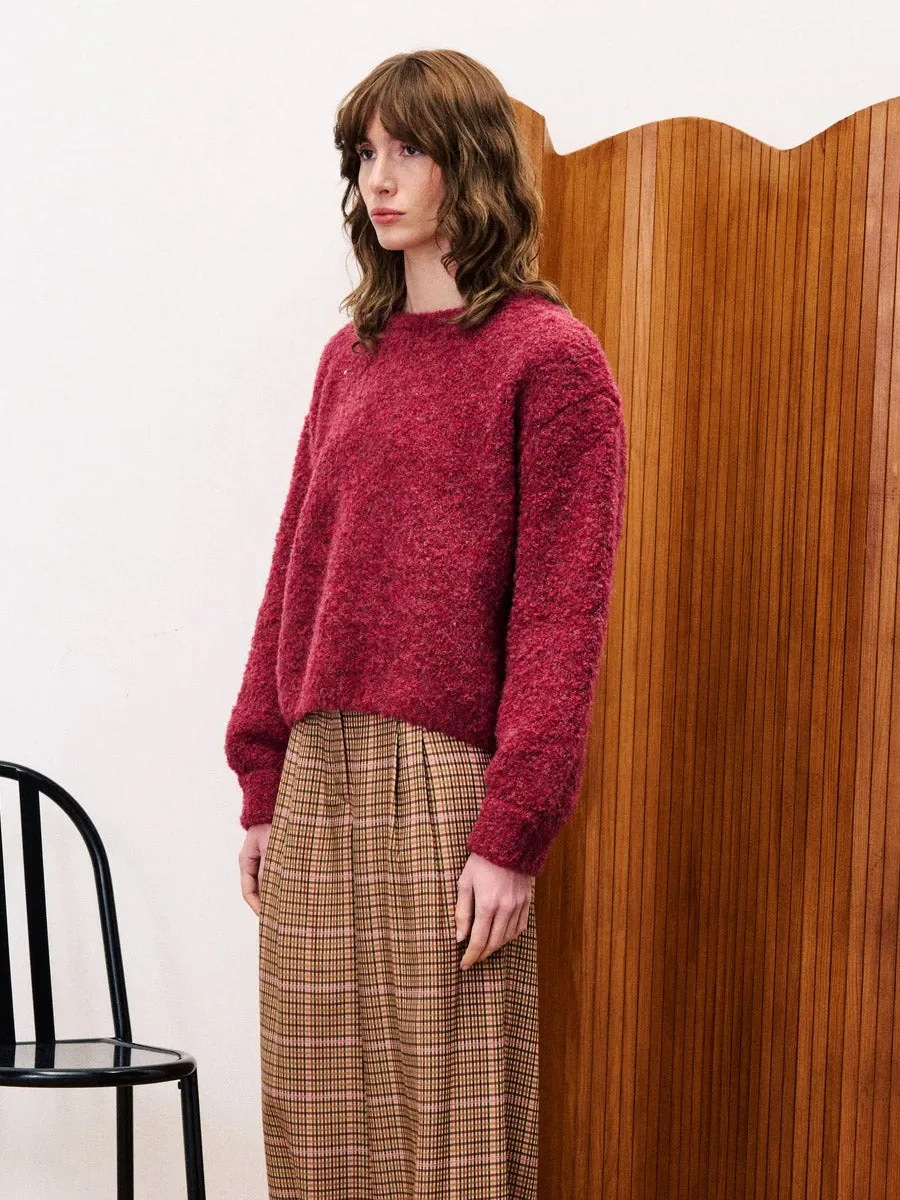 Curved Hemline DoubleLayered Neckline CAMELIA PULL - BORDEAUX