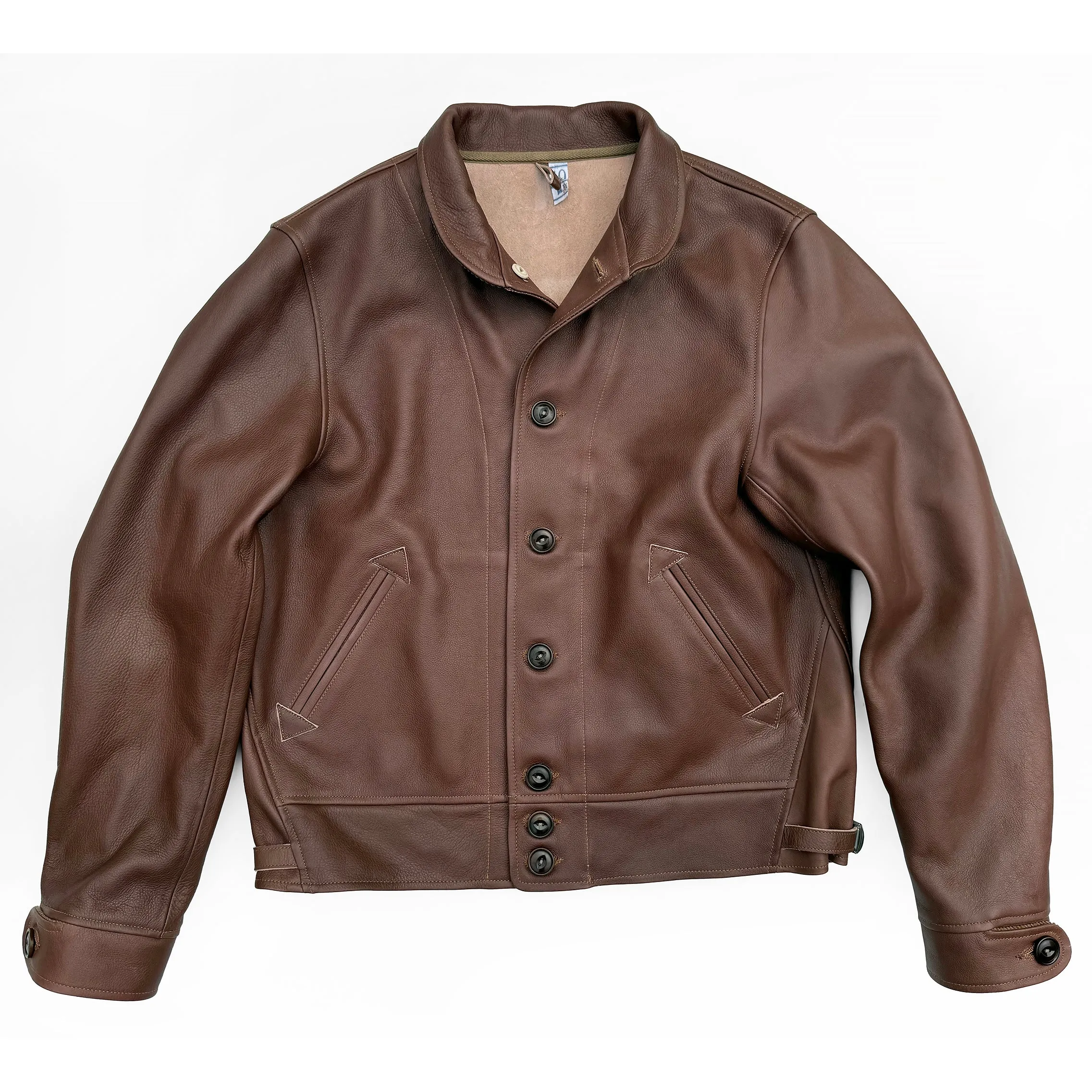 Weatherproof Shell Functional Fit Campus Jacket - "Bison" - Brown Veg-Tan Leather