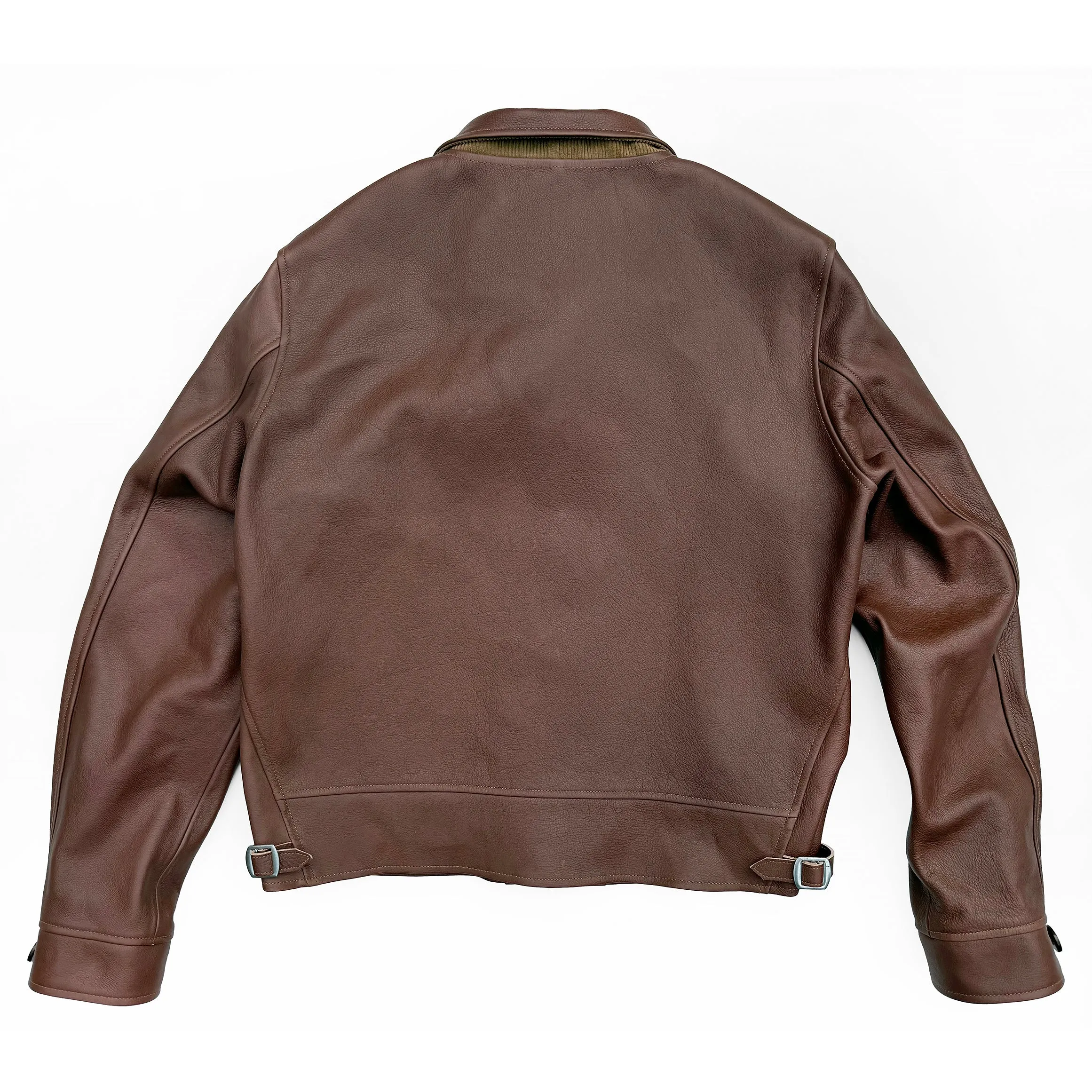 Campus Jacket - "Bison" - Brown Veg-Tan Leather Modular Attachments Classic Zip Up
