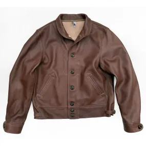Weatherproof Shell Functional Fit Campus Jacket - "Bison" - Brown Veg-Tan Leather