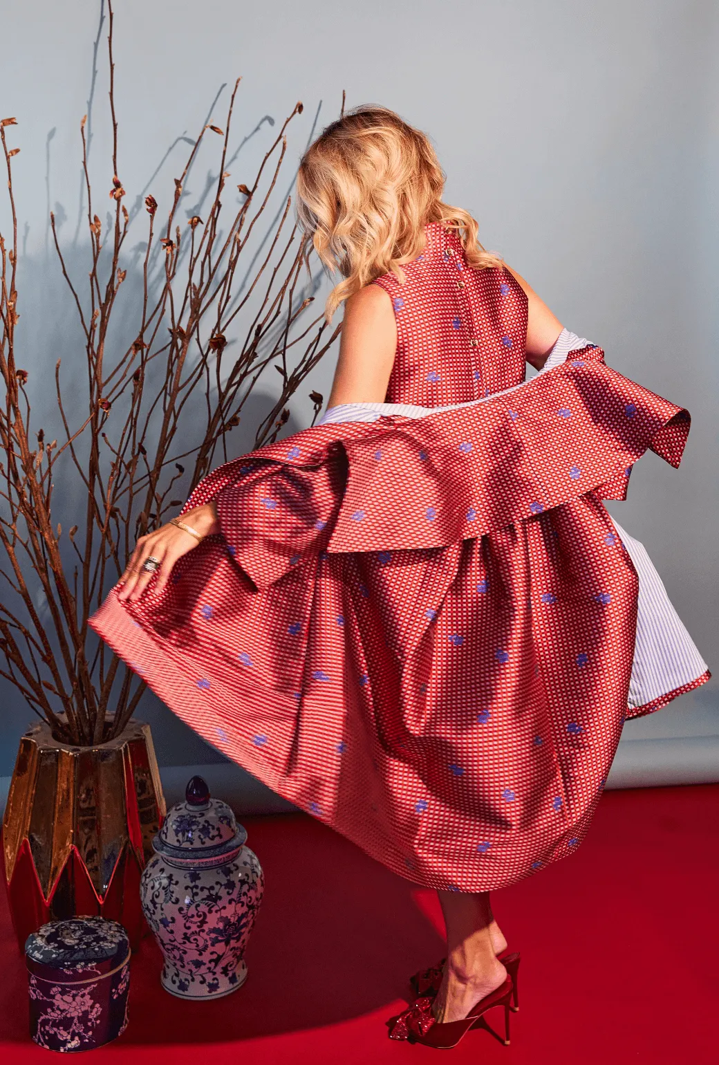 Car Coat - Gingham et Rose Anti Glare Trim
