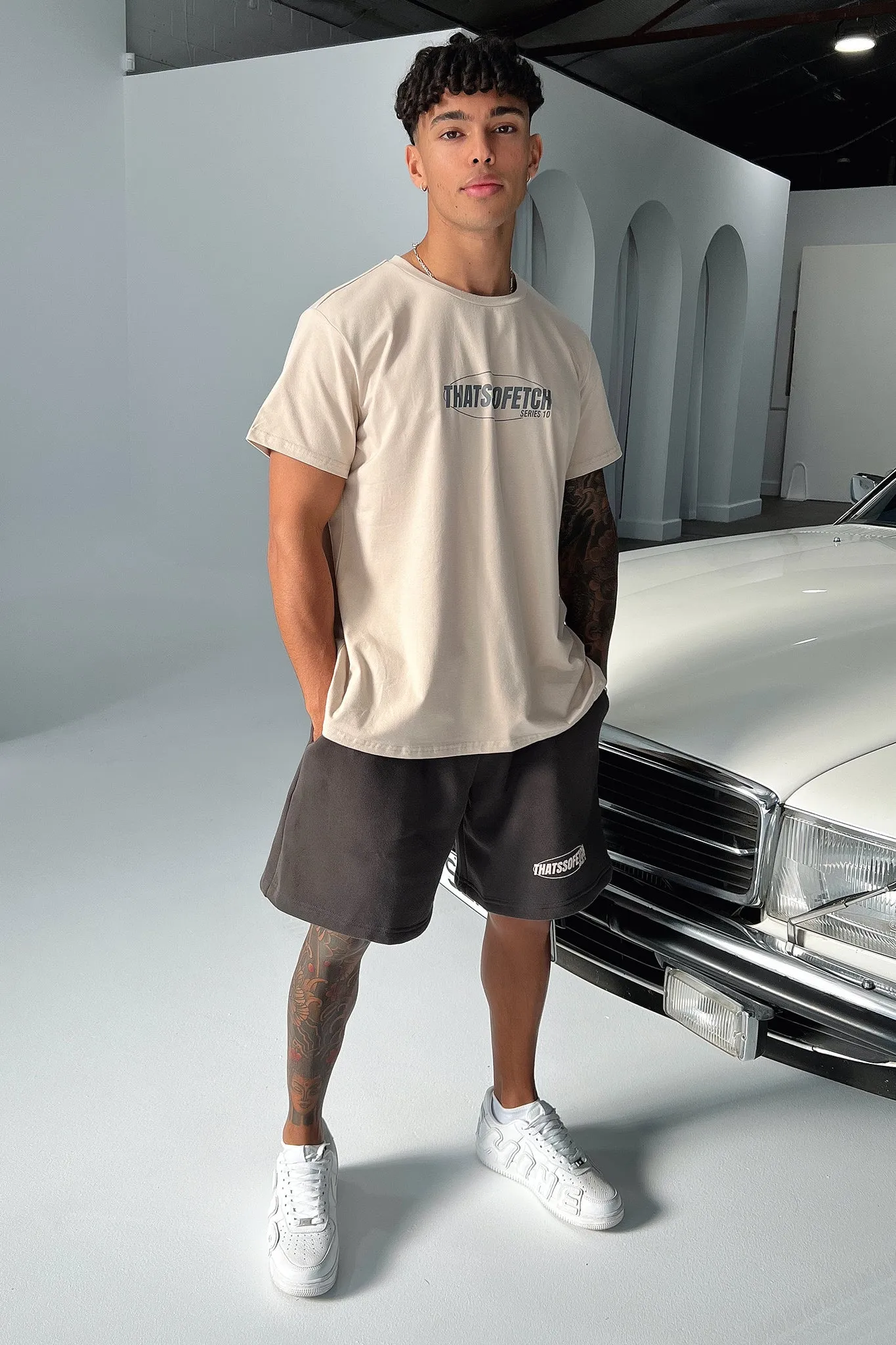 Bold colors Drip Dry Fabric Series 10 Oversized Tee - Beige