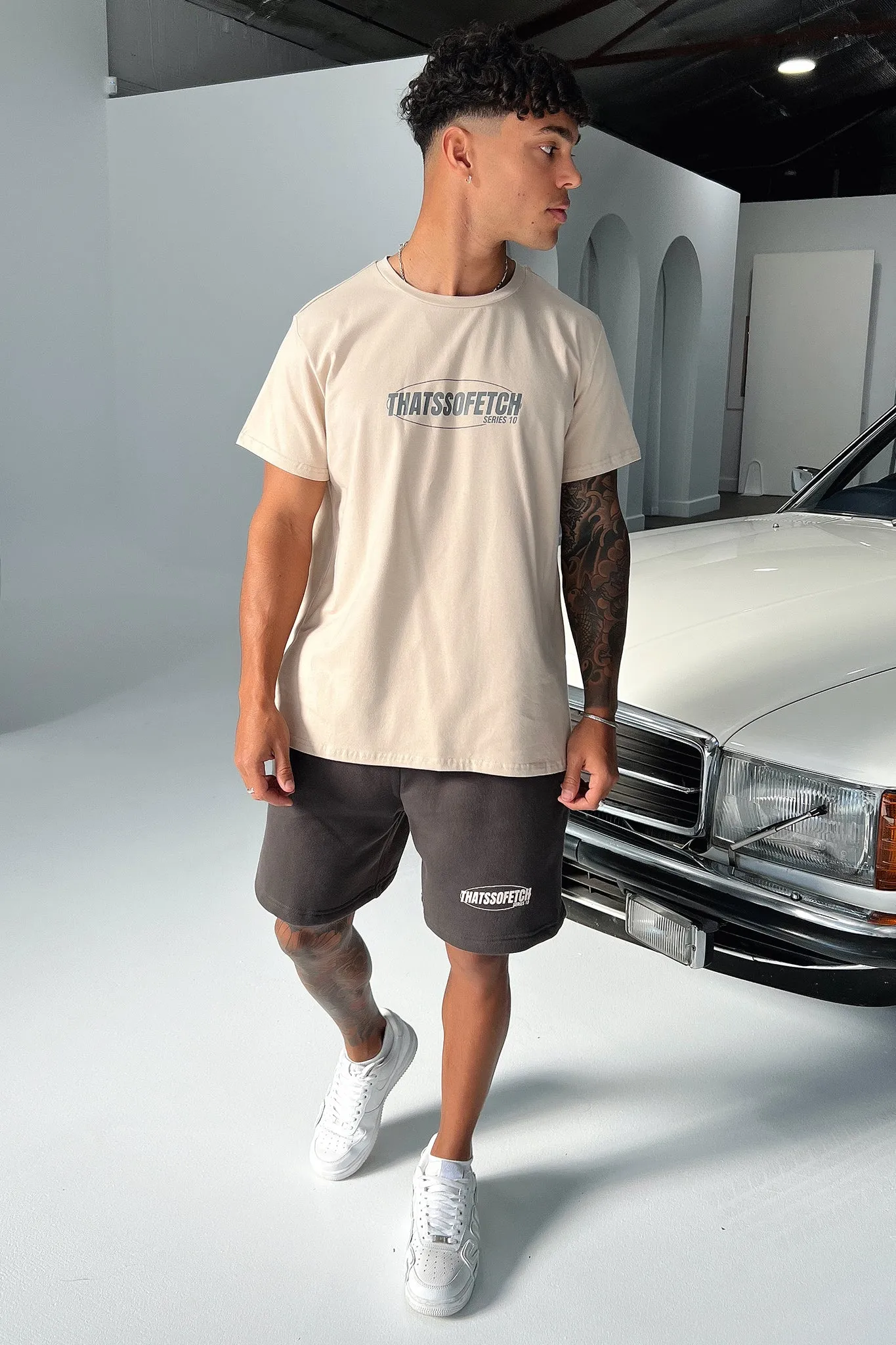 Series 10 Oversized Tee - Beige DropShoulderDesign Breathable knit