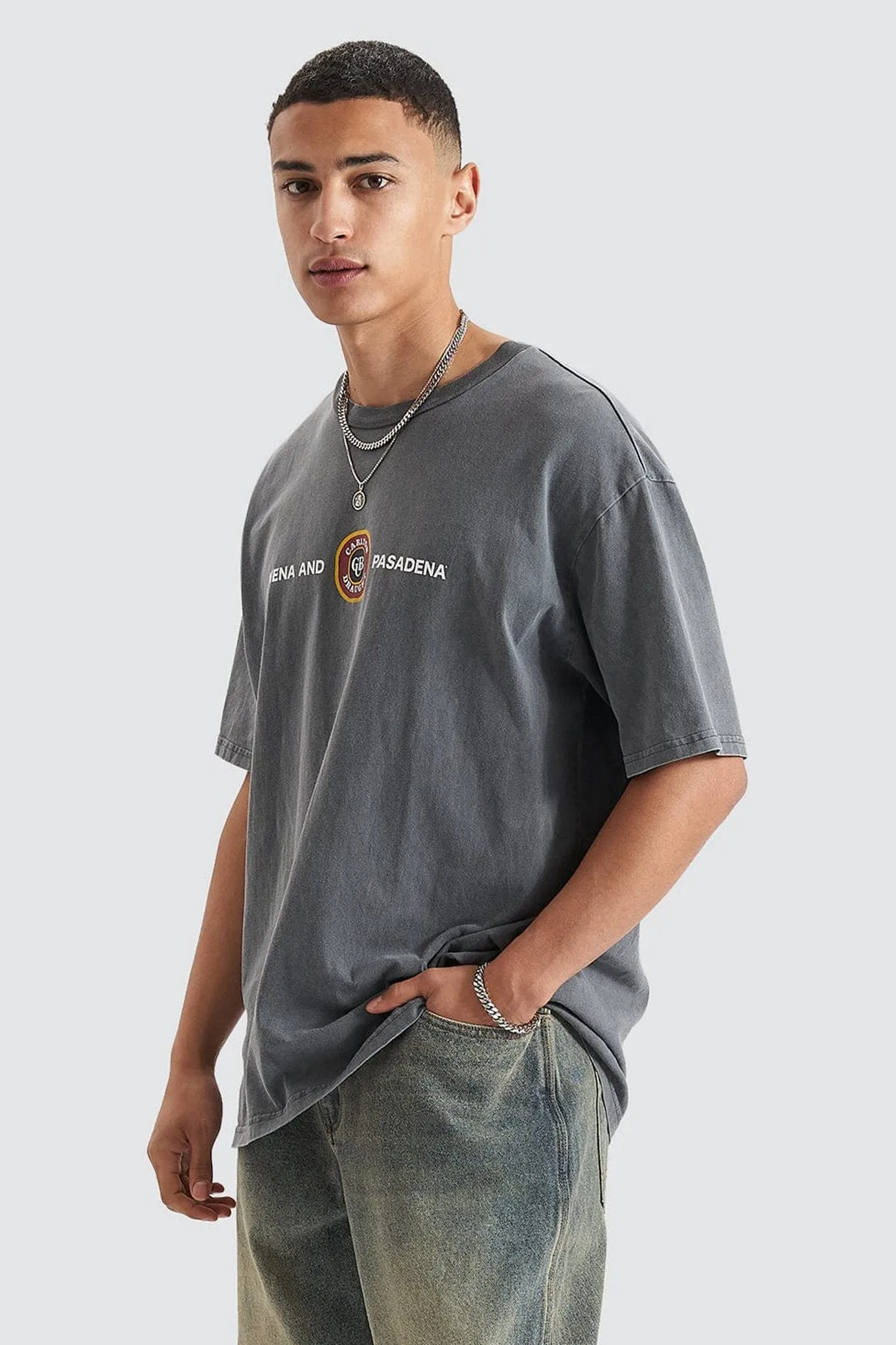 SlimFit Centennial Relaxed Box Fit Tee Pigment Asphalt