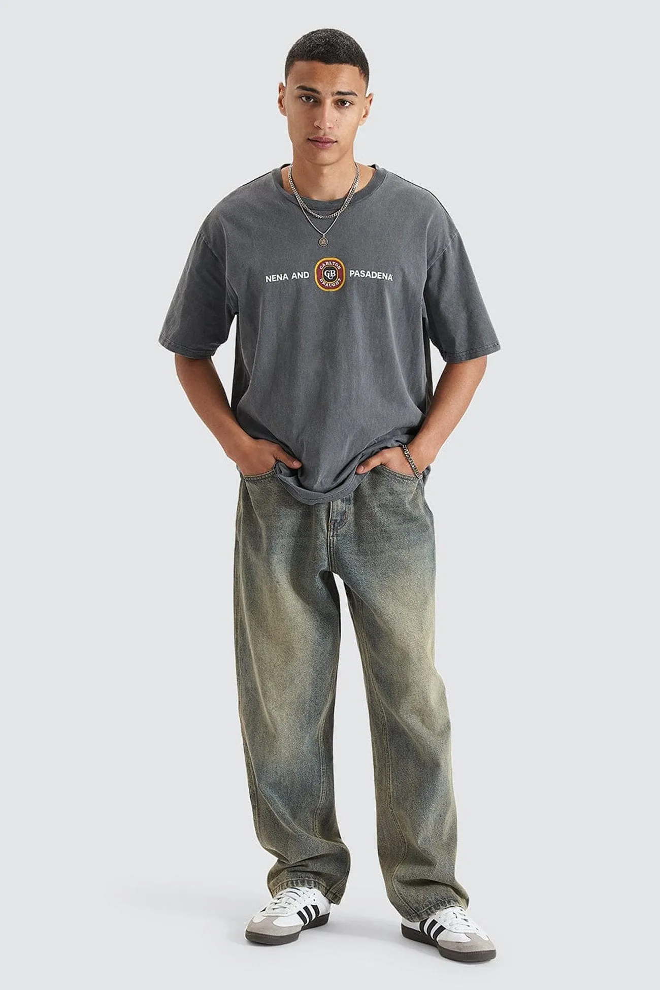 Layered Neckline Centennial Relaxed Box Fit Tee Pigment Asphalt