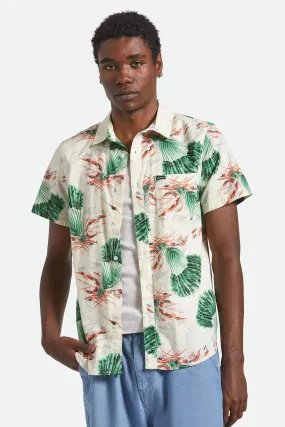 FlatlockSeamTechnique Resilient Elasticity Charter Print Short Sleeve Woven Vintage Palm Print