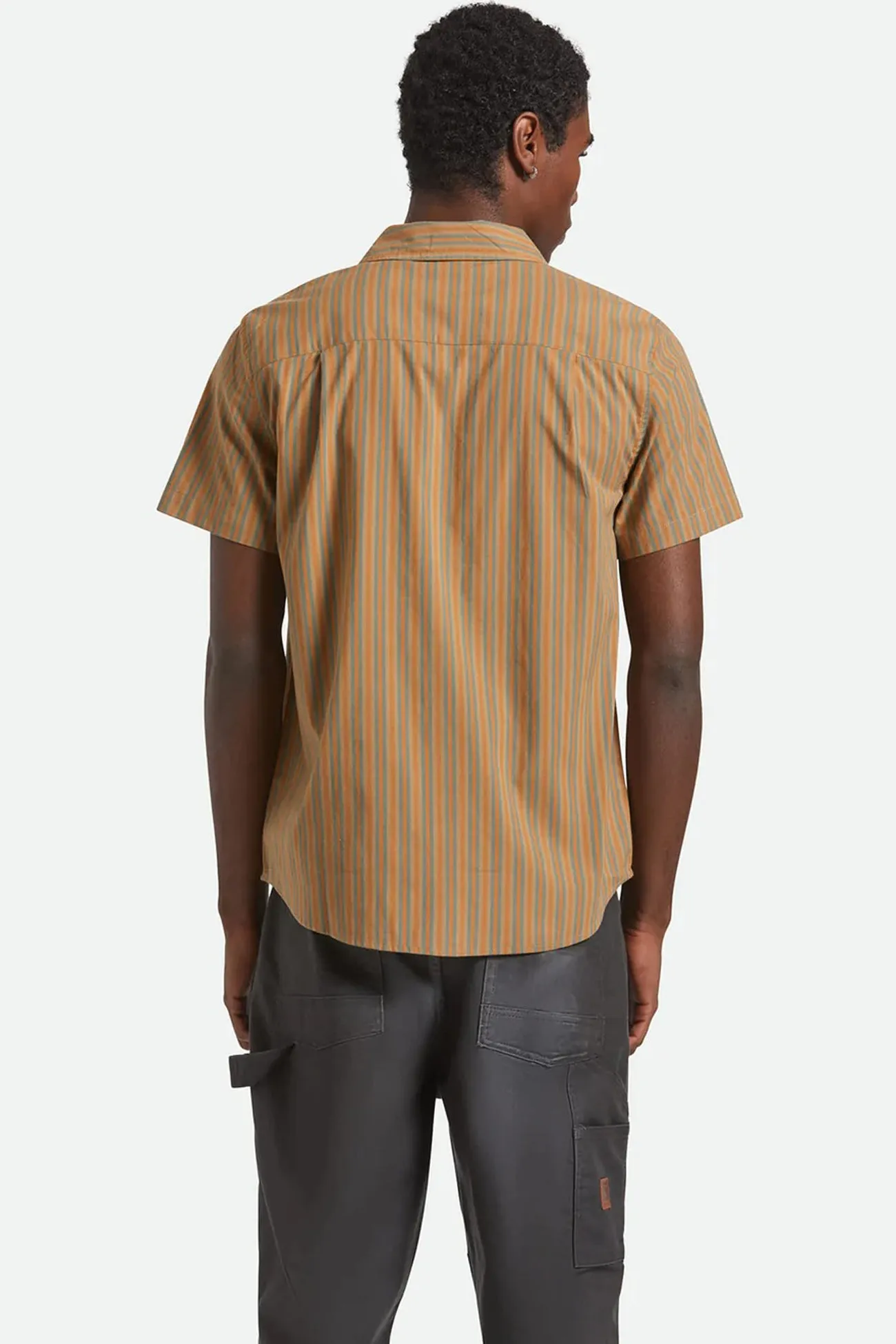 Moisture Control Lining Charter Stripe Short Sleeve Woven Rustic Caramel Night Sage