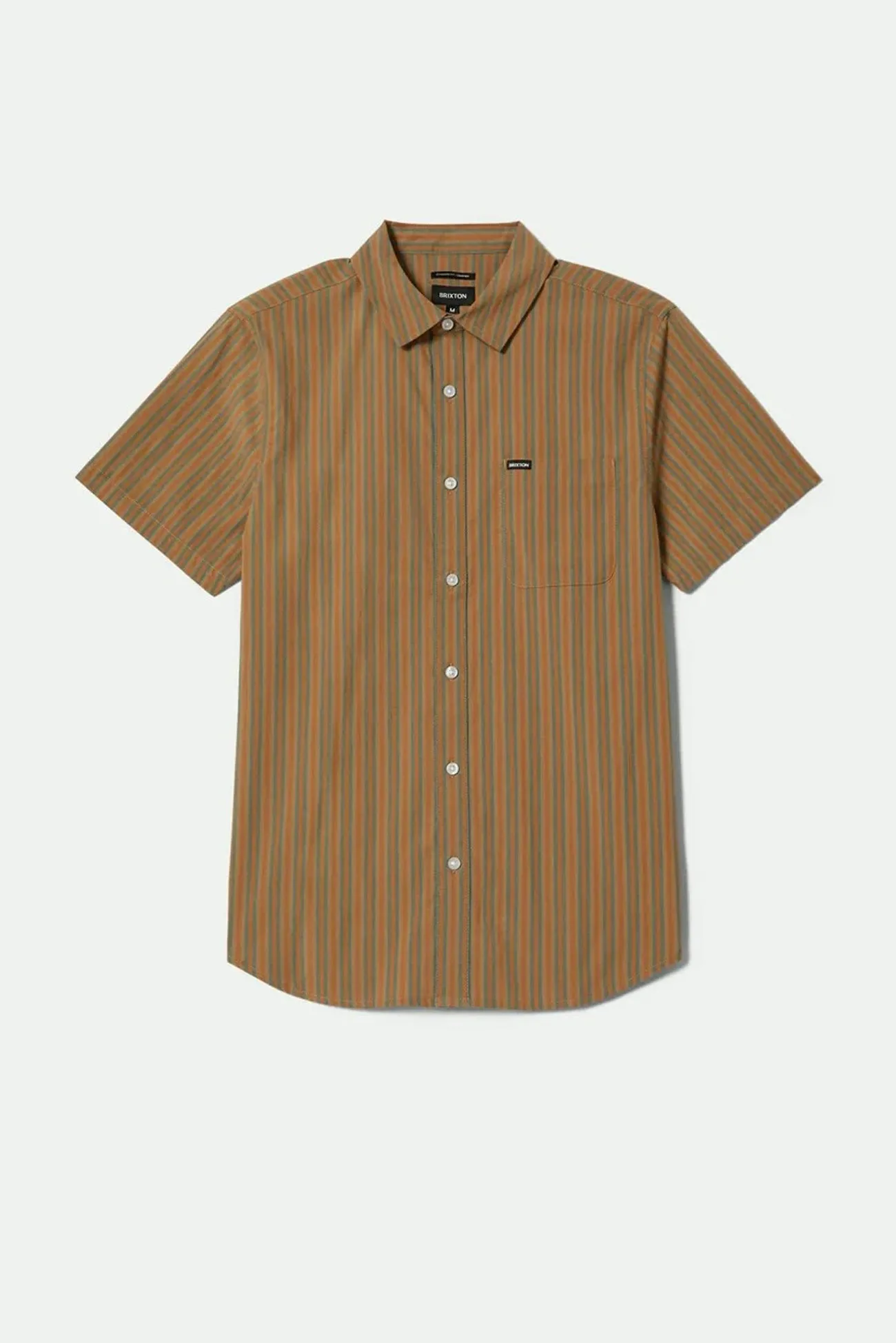 AthleticInspired Charter Stripe Short Sleeve Woven Rustic Caramel Night Sage