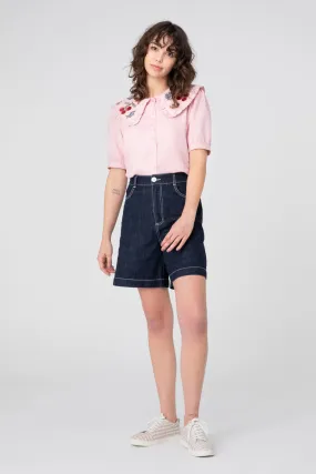 Cherry Denim Shorts Convertible legs Low Bulk Material
