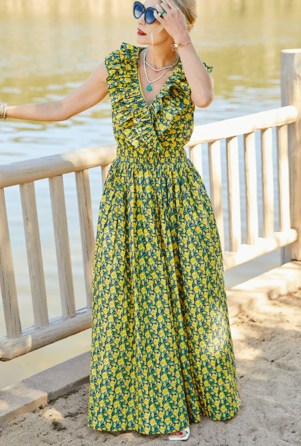 The Sleeveless Blanche Dress - Yellow Tulip Flap-Detail