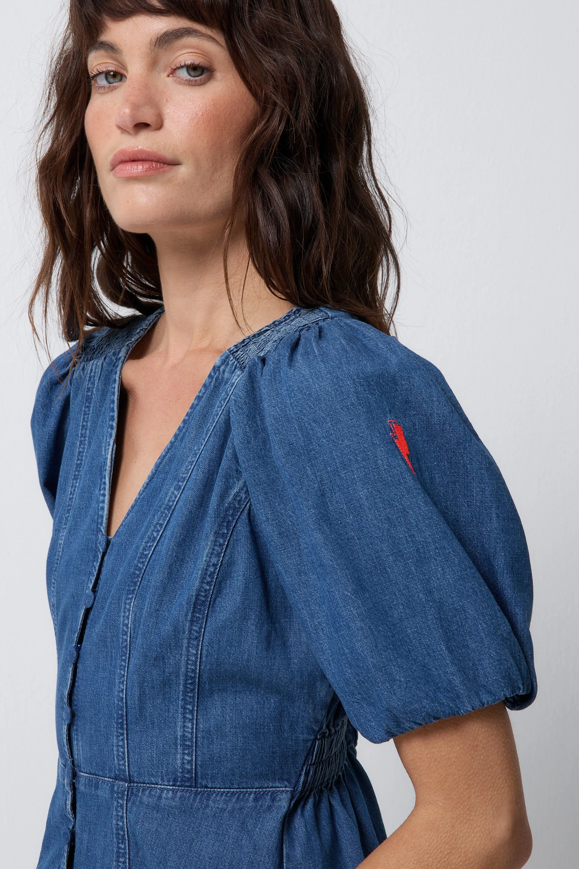 Indigo Denim Button Through Dress Fashionable outfit for outings
