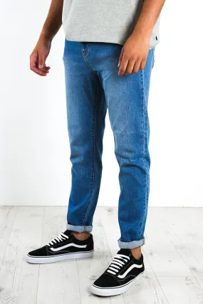 Anti Pilling Fabric Flexible Comfort Wear R3 Taper Jean Universal Blue