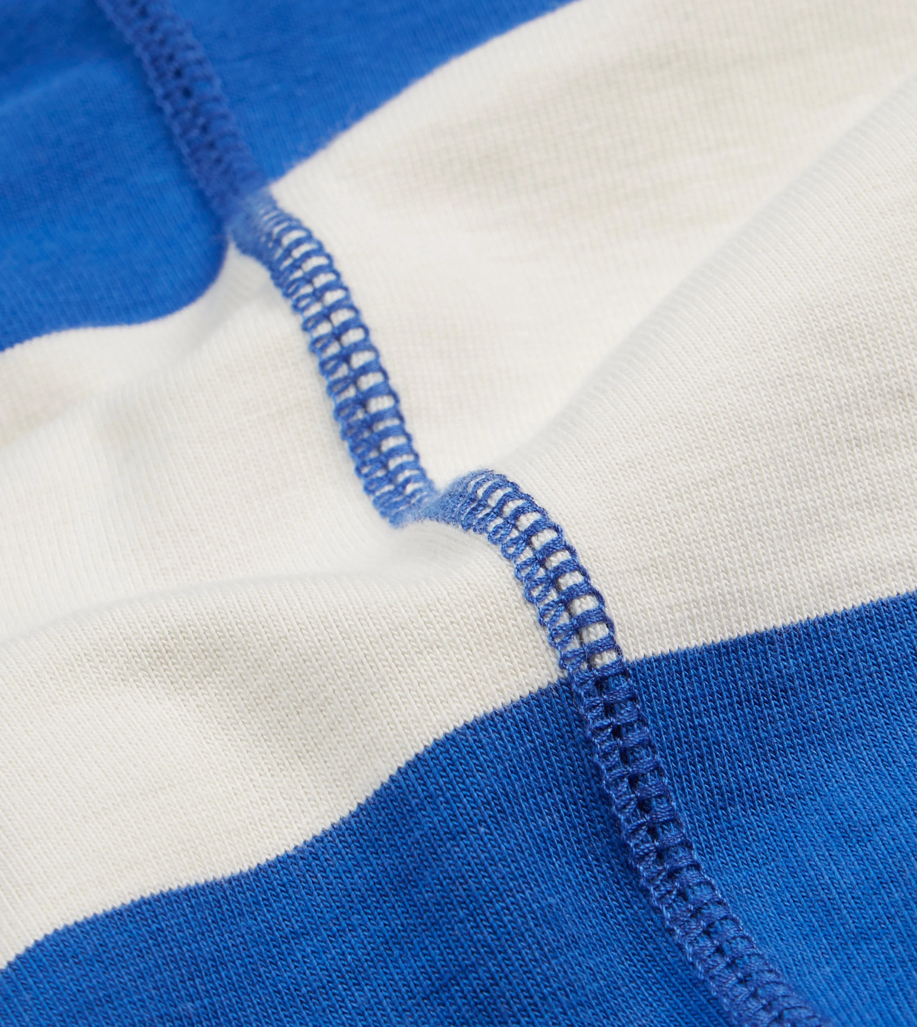 Thermal Regulation Fabric Blue and White Wide Stripe Heavy Cotton Crew Neck Hiking T-Shirt
