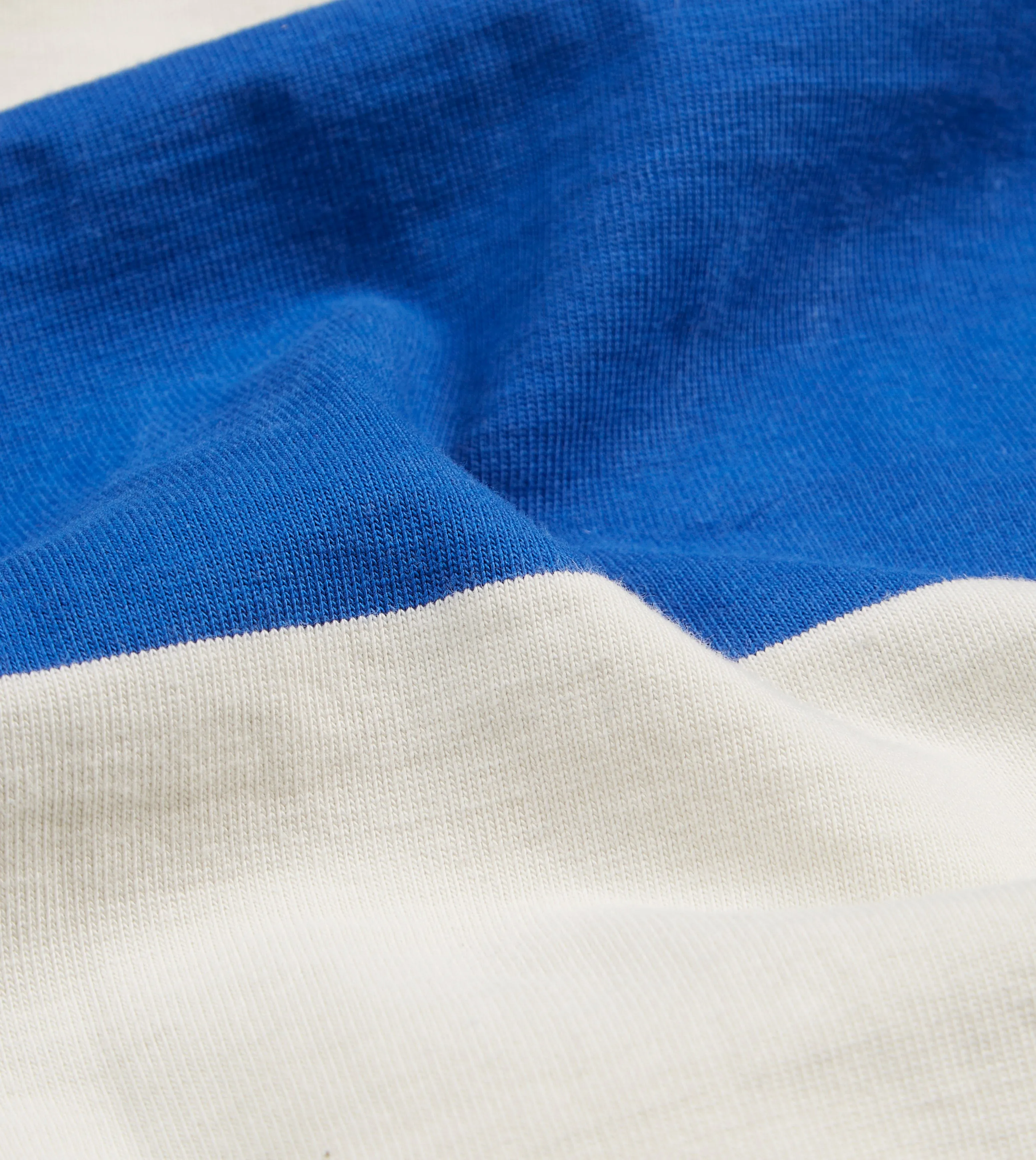 Blue and White Wide Stripe Heavy Cotton Crew Neck Hiking T-Shirt Comfort and Ease