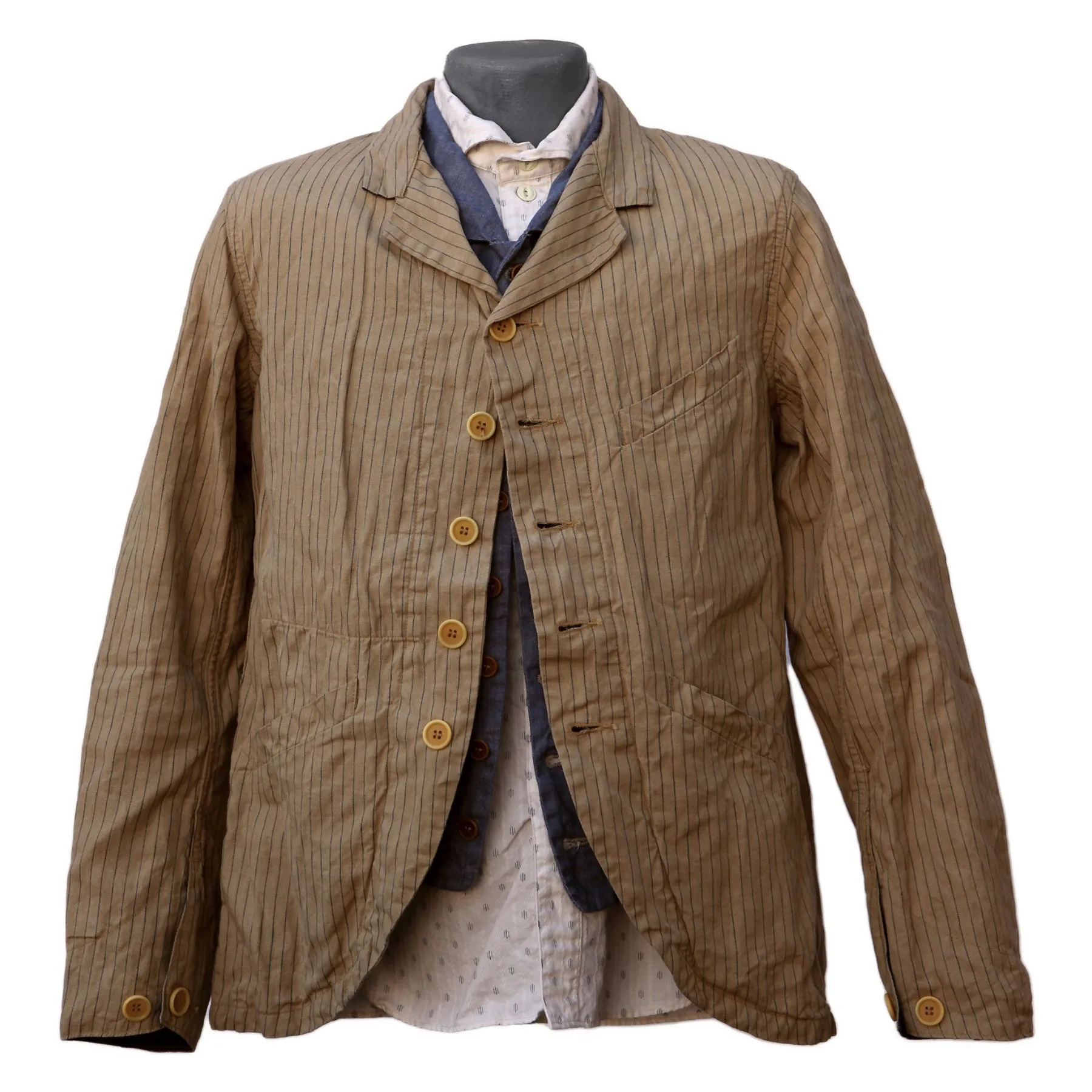 Heat Resistant Fabric Mild Day Outfit Hacendado Sack Coat - Indigo Stripe - Warehouse