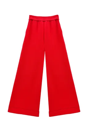 Buru x Val Wide Leg Knit Trouser - Rouge Jacquard Knit Perfect Fit Wear