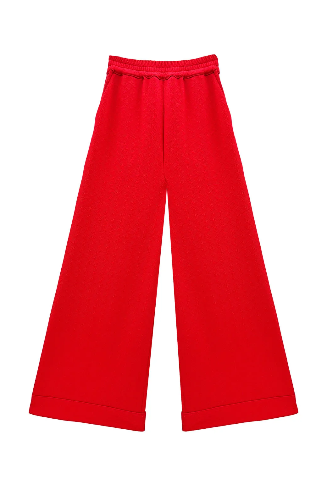 Buru x Val Wide Leg Knit Trouser - Rouge Jacquard Knit Perfect Fit Wear
