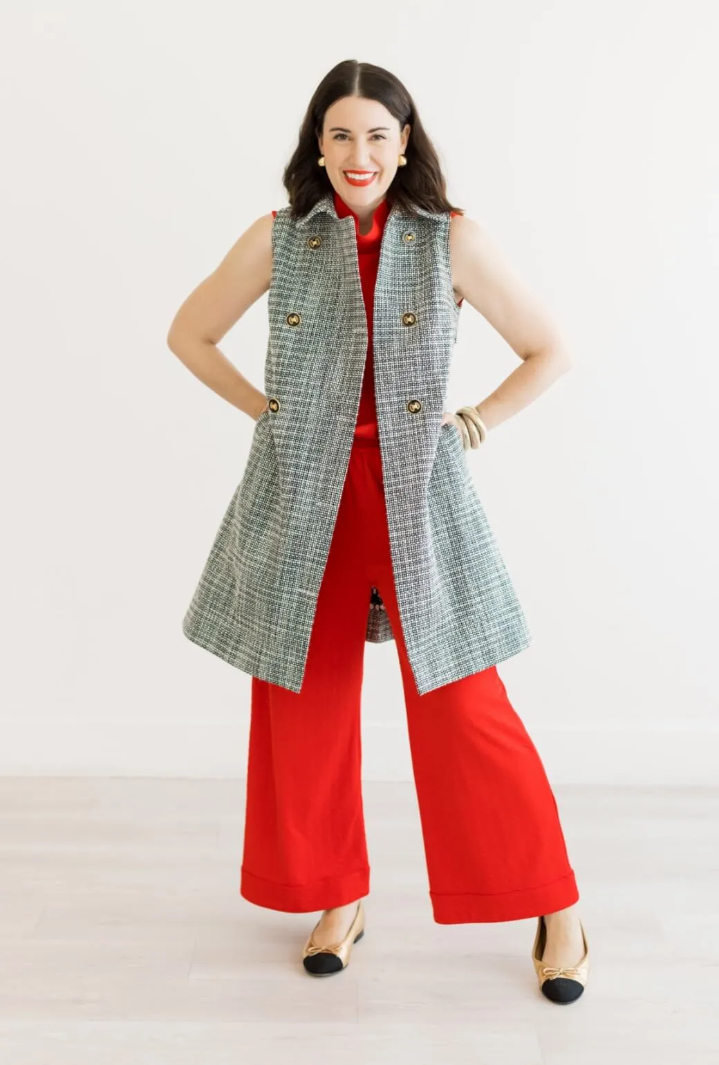 Buru x Val Wide Leg Knit Trouser - Rouge Jacquard Knit Light Shape