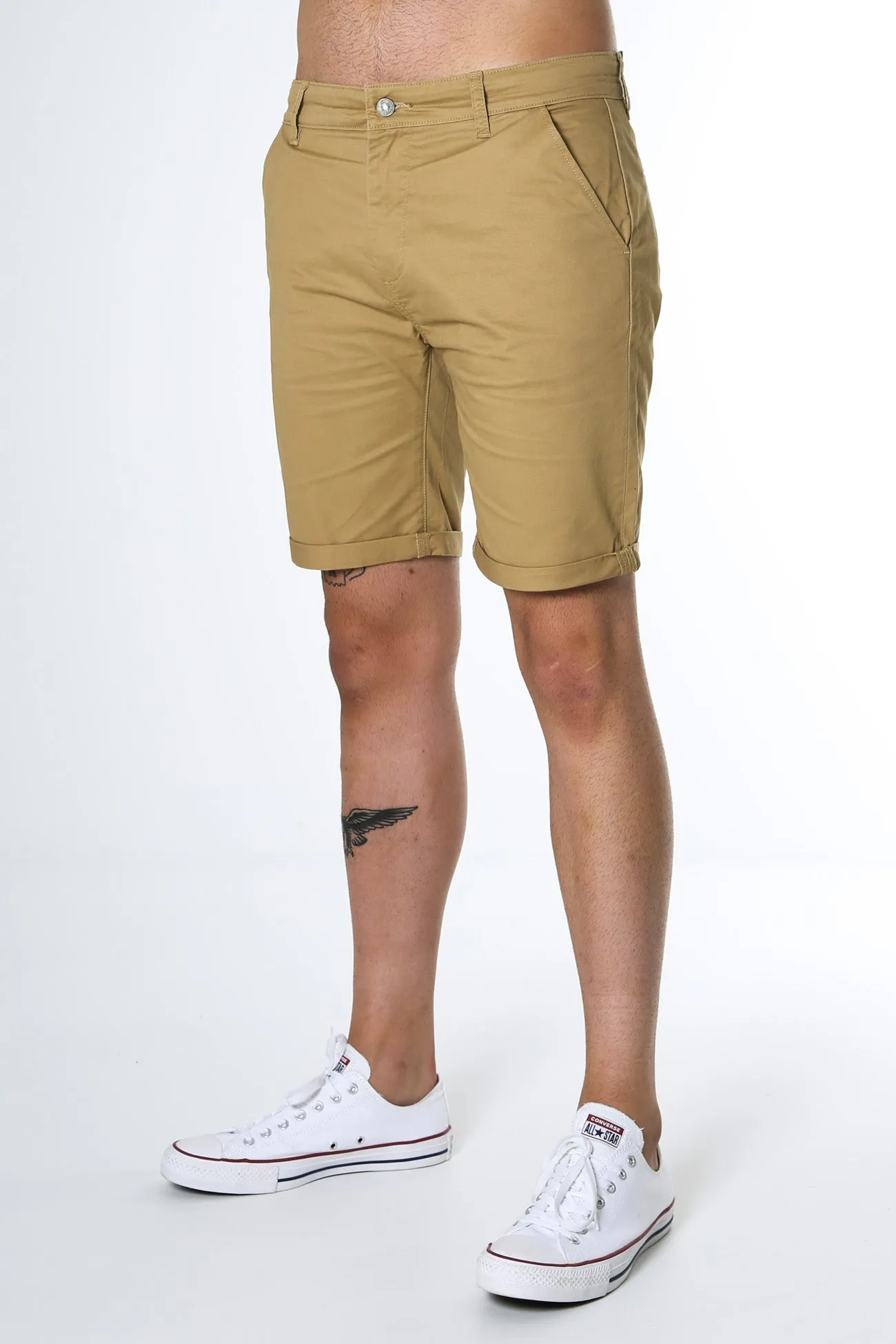 Chino Short Light Camel Flexible Knee Panels