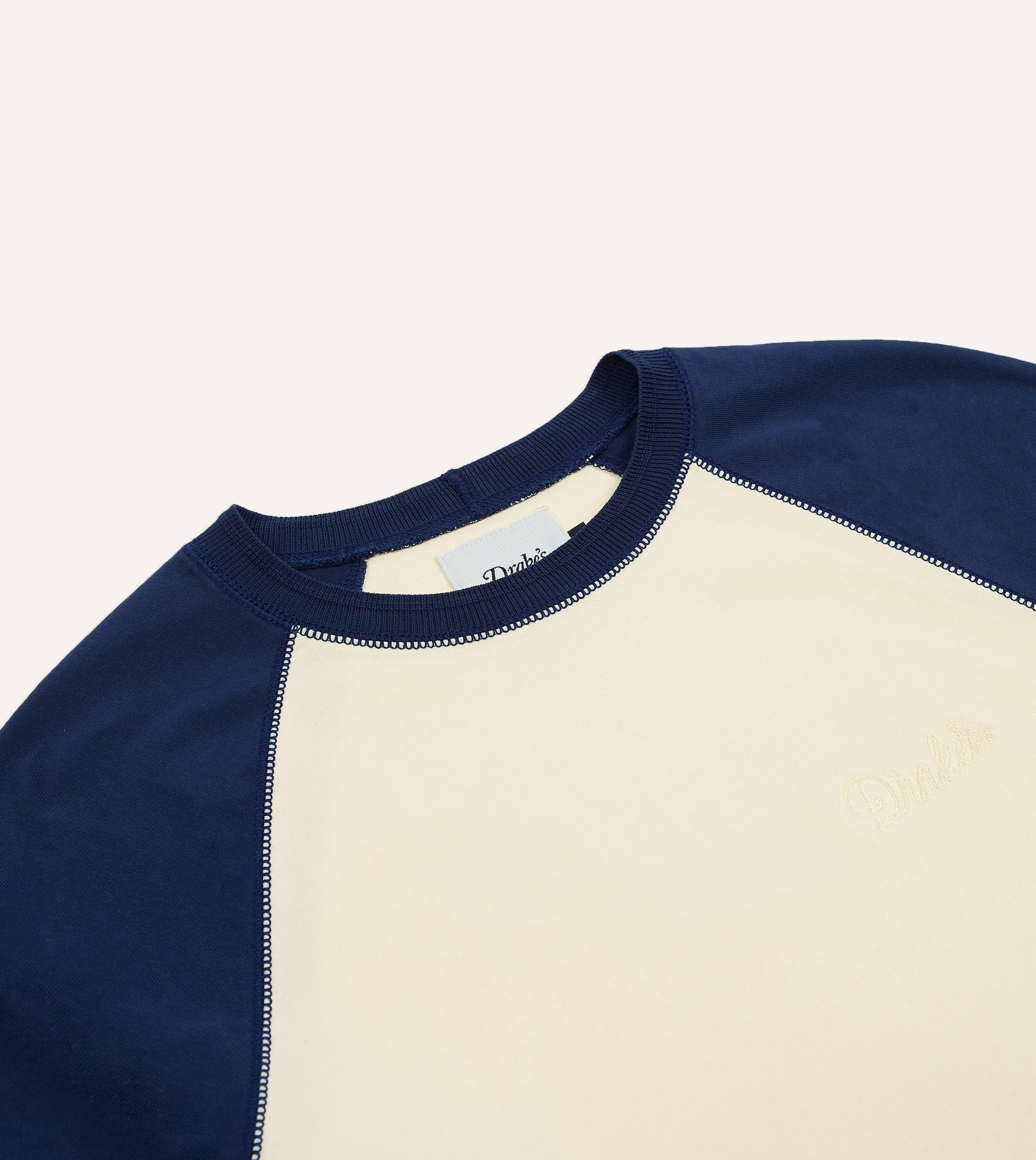 Eco friendly materials Casual Style Ecru and Navy Raglan Sleeve Hiking T-Shirt