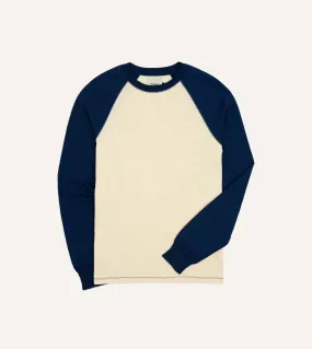 Ecru and Navy Raglan Sleeve Hiking T-Shirt Chic Look