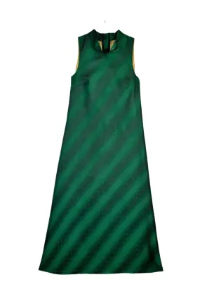 Vibrant Design Light Fabrication Maxi Mod Dress - Emerald Jacquard