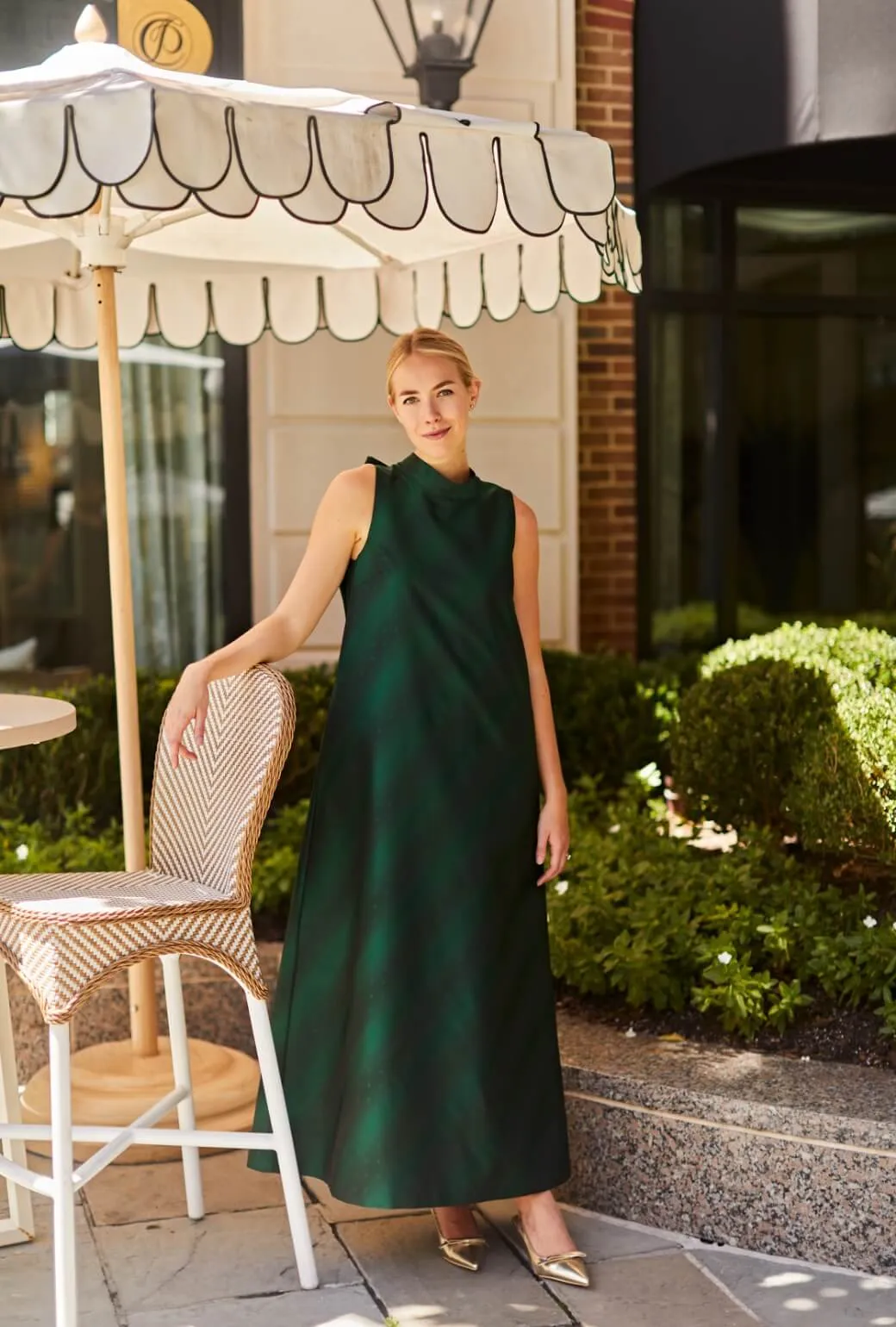 Maxi Mod Dress - Emerald Jacquard Side-Zip