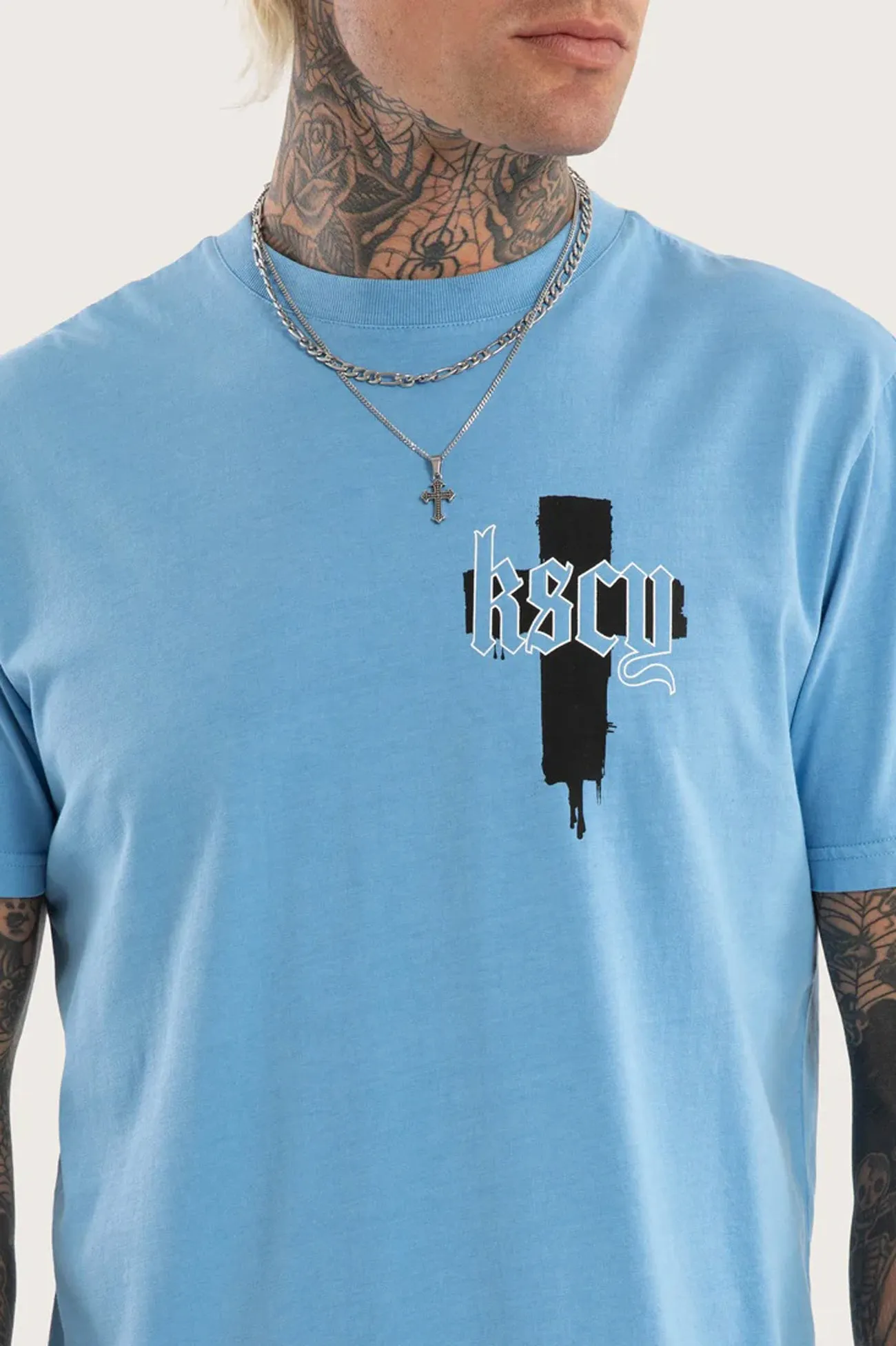 TemperatureRegulating Fabric DoubleLayeredShoulders Church Dual Curved Tee Pigment Blissful Blue