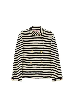 Low Profile Collar Design Swell Jacket - Black Striped Terry