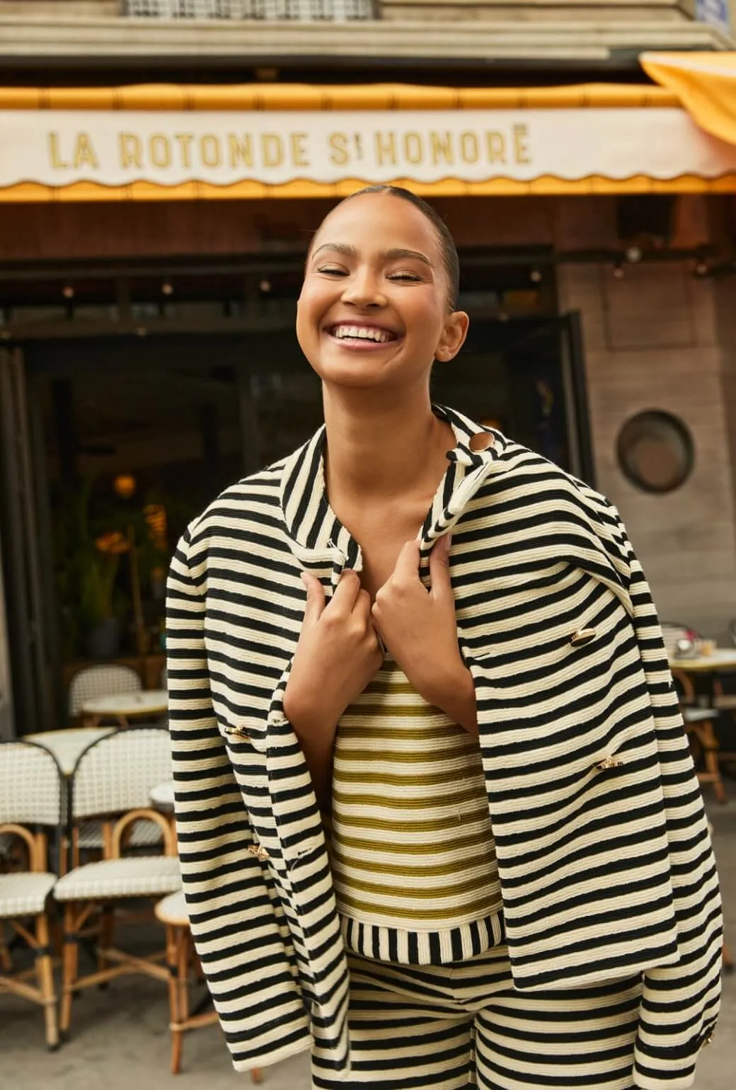 Quick Access Closures Pattern Print Swell Jacket - Black Striped Terry