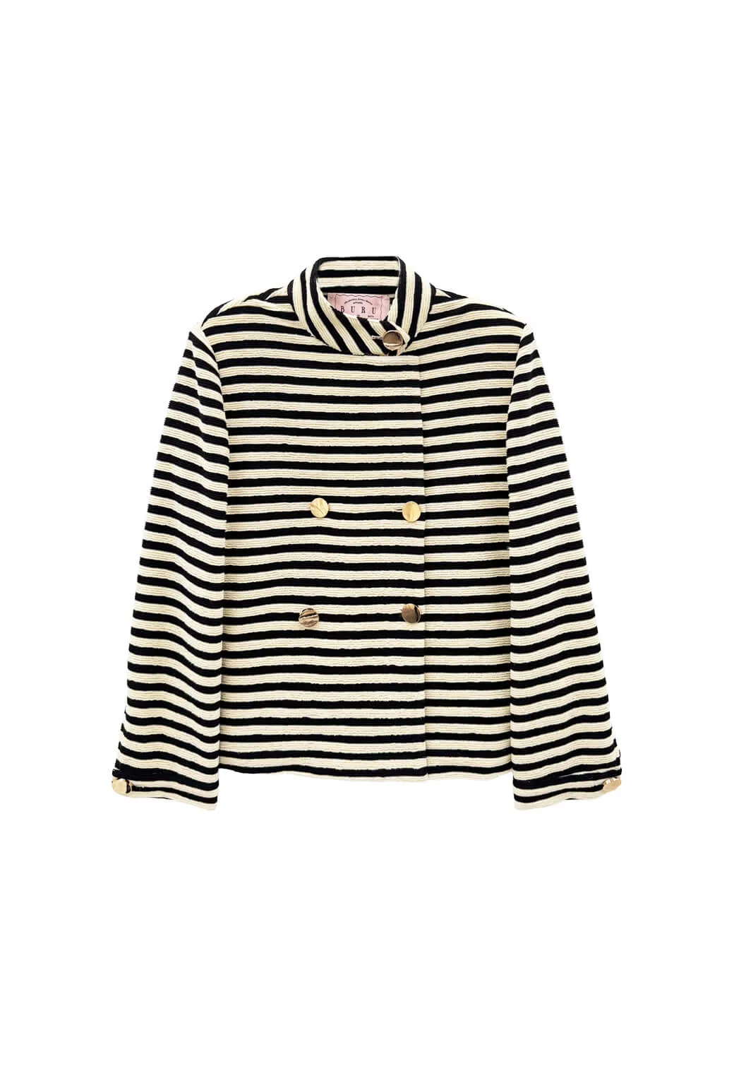Low Profile Collar Design Swell Jacket - Black Striped Terry