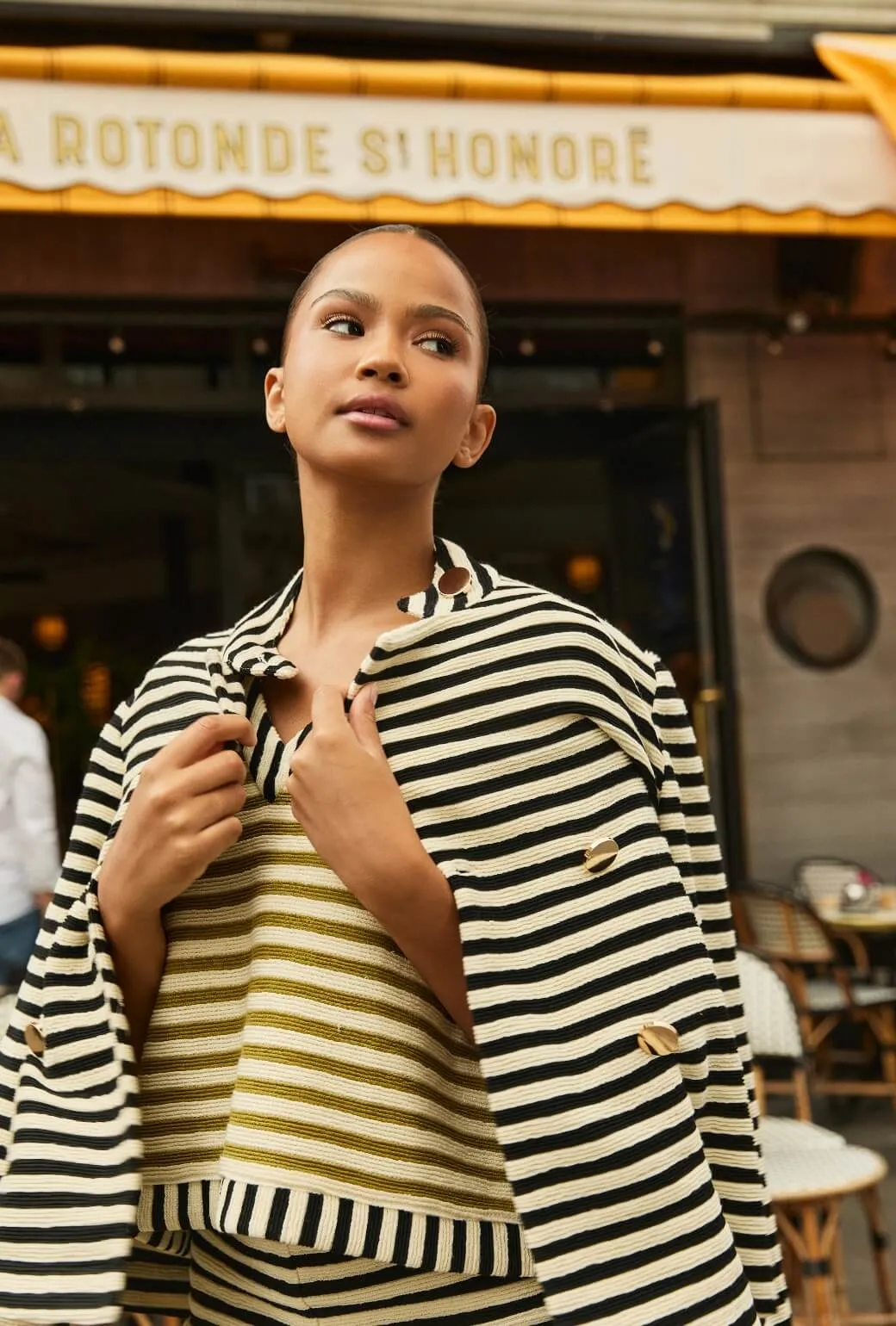 Swell Jacket - Black Striped Terry Flexible Armholes