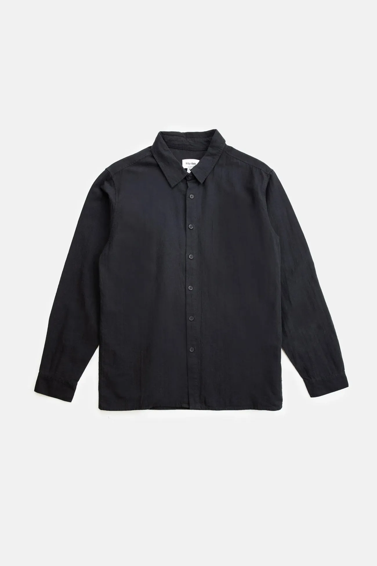 Classic Linen Long Sleeve Shirt Black Interlock Knit AntiPilling Surface