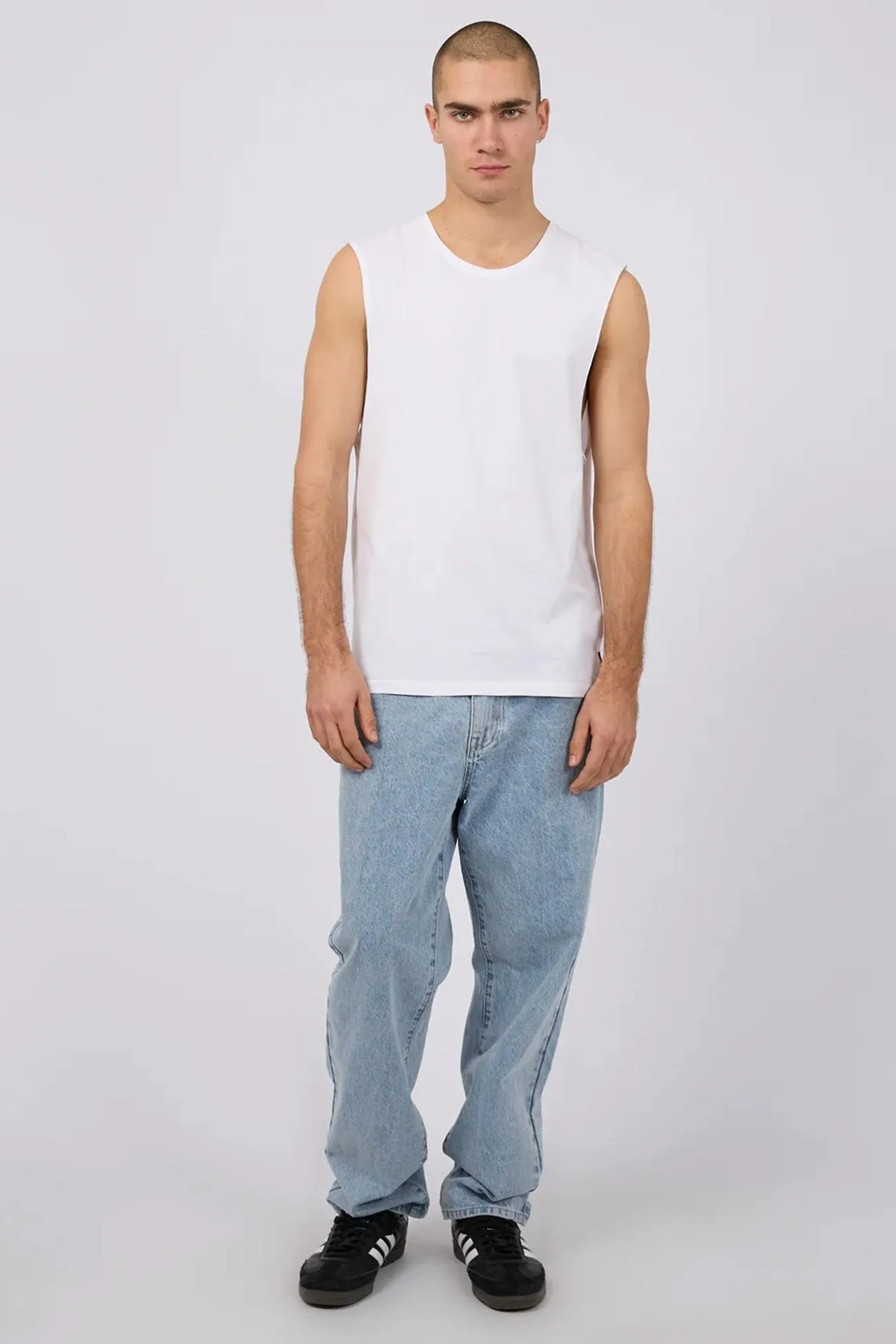 Classic Muscle White High Neckline